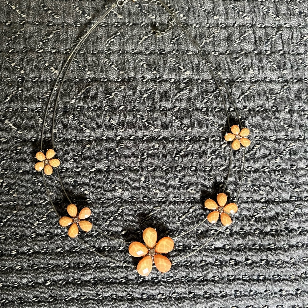 Peach floral necklace